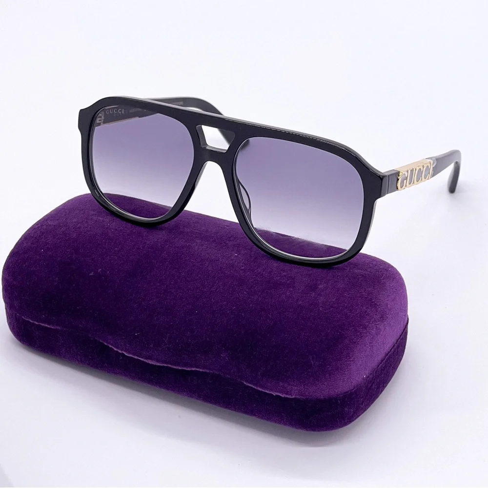 NEW GUCCI GG1188S 002 AVIATOR BLACK GREY SUNGLASSES GUCCI